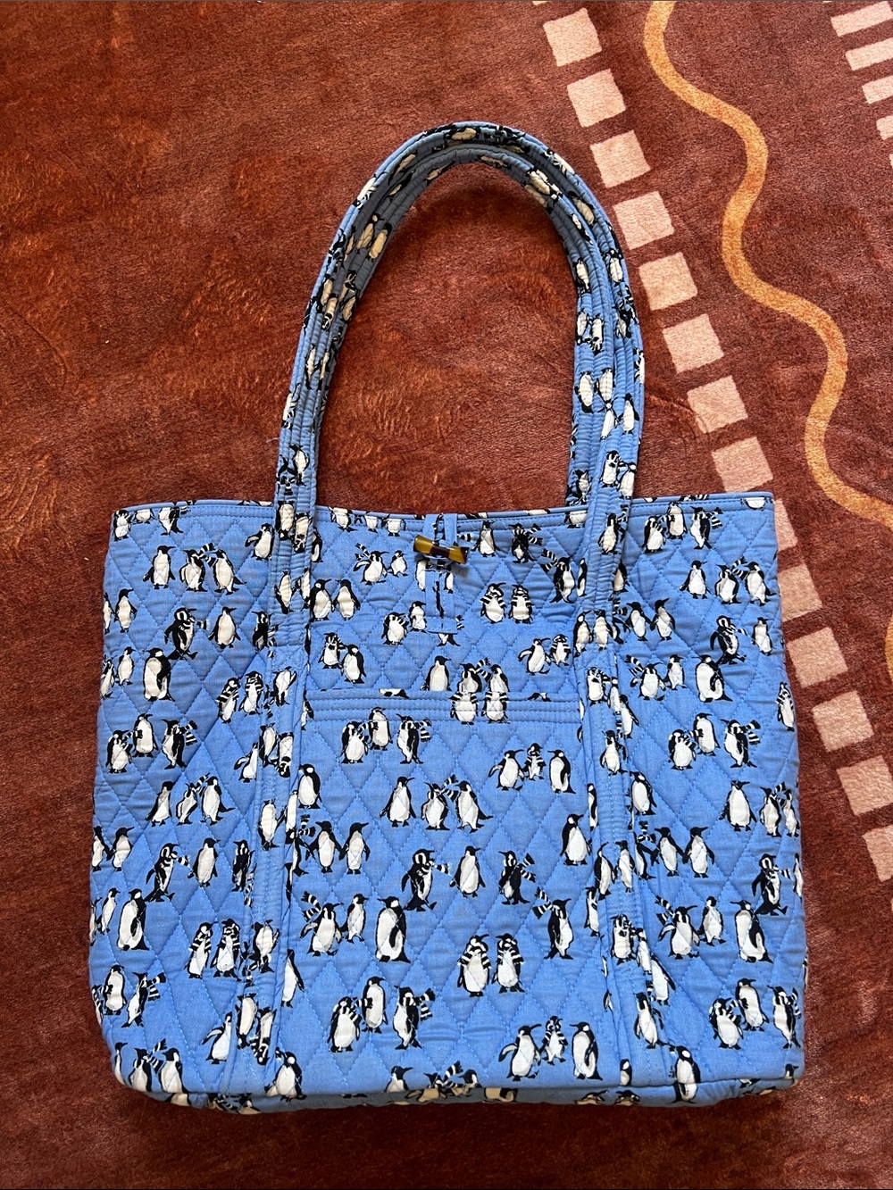 Vera Bradley Playful Penguins Quilted Blue Tote
